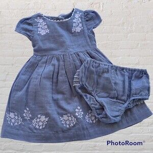 Baby Girl's Artisan NY Wedgewood Blue Embroidered Dress Size 24 Months